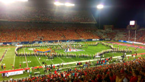 Marching band during "Welcome Home Heroes" game at the Arizona Wildcats football stadium.